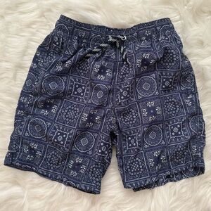Boys Blue Patterned Swim Shorts